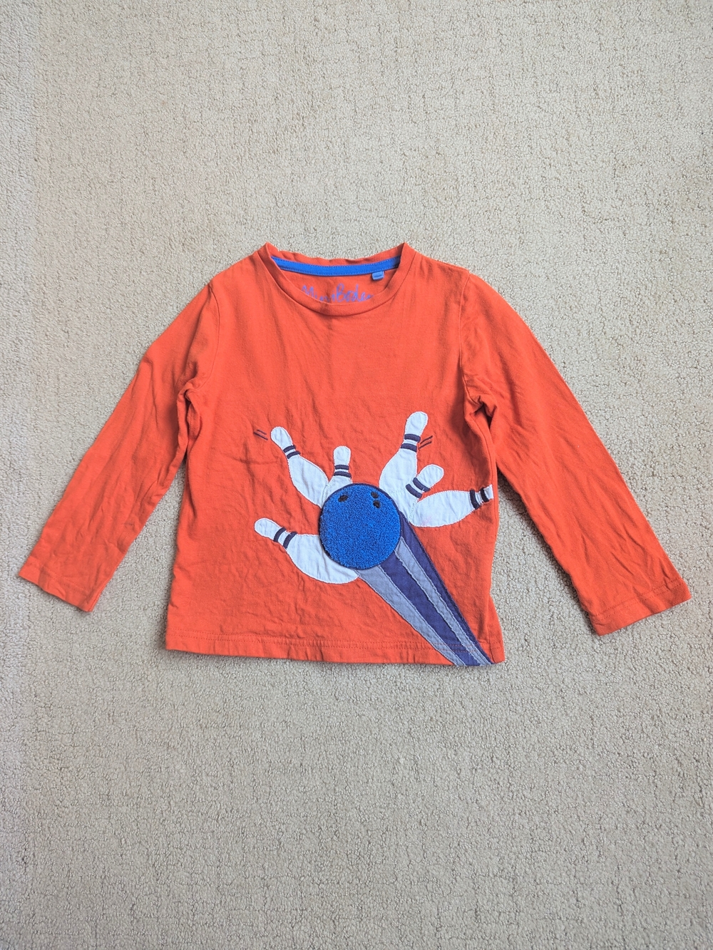 Mini Boden Long Sleeve Applique Shirt Bowling Pin Boucle Ball Sports Kids 3-4Y